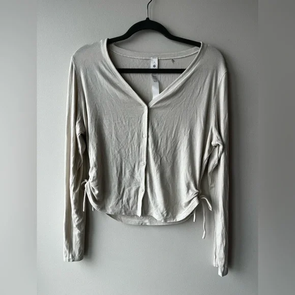 Lululemon Side-Cinch Ribbed Cardigan in Bone - Picture 3 of 5